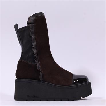 Marco Moreo Vale Frill Toecap Ankle Boot - Brown Suede